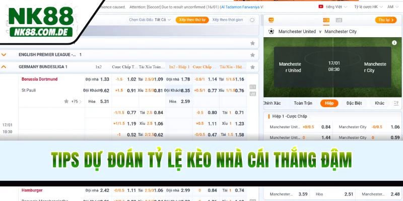 Tips dự đoán tỷ lệ kèo nhà cái NK88 thắng đậm